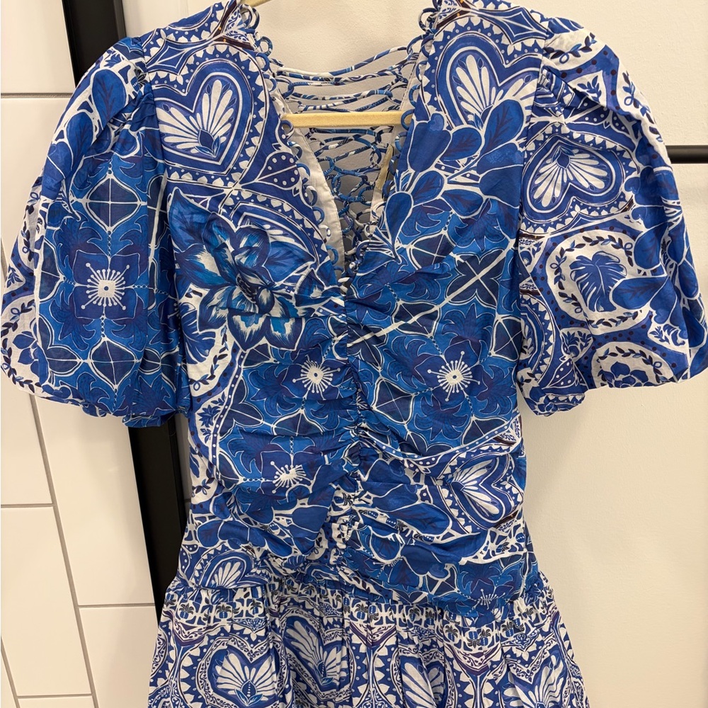FARM Rio Blue Floral Mini Dress - Picture 7 of 8